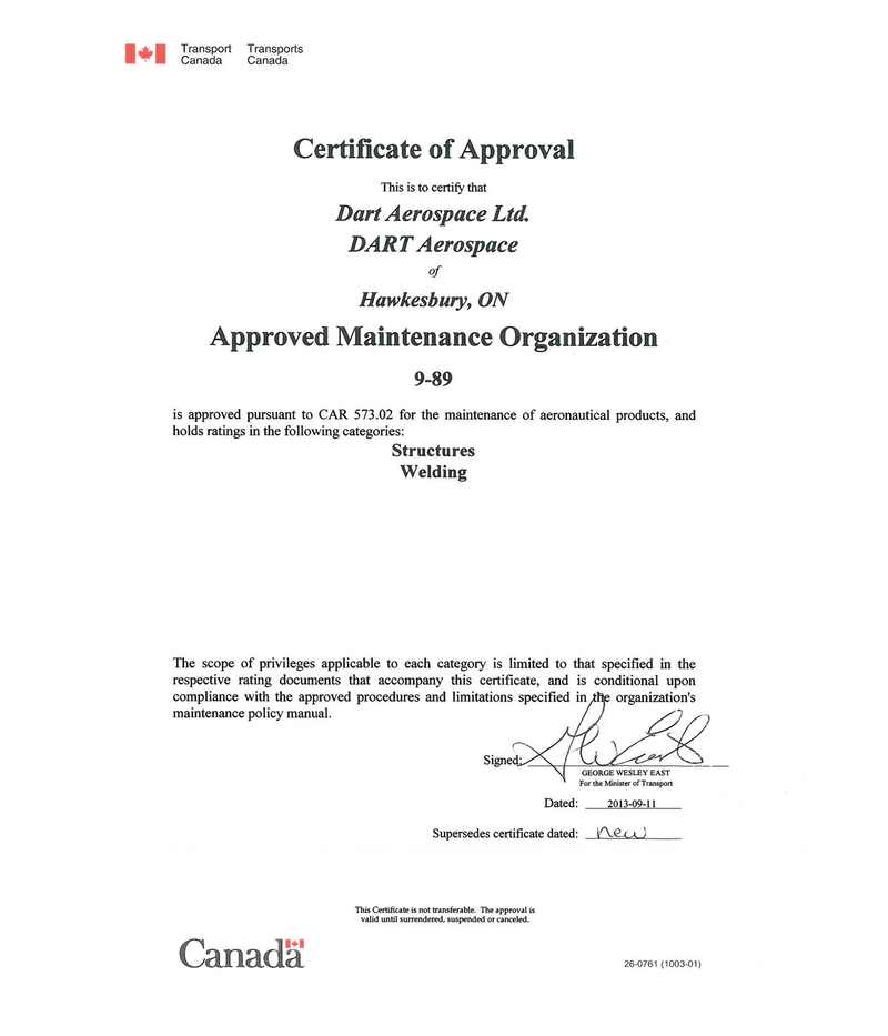 Certificate of Approval